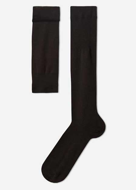 Brown Cashmere Long Socks, , large image number 0