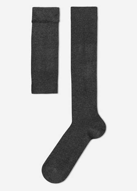 Grey Cashmere Long Socks, , large image number 0