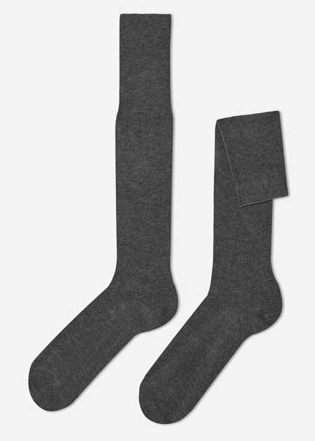 Grey Cashmere Blend Long Socks, , large image number 0