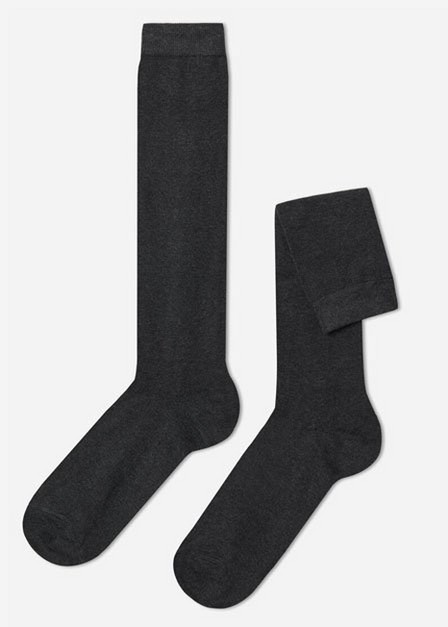 Calzedonia - Grey Long Warm Cotton Socks, Men