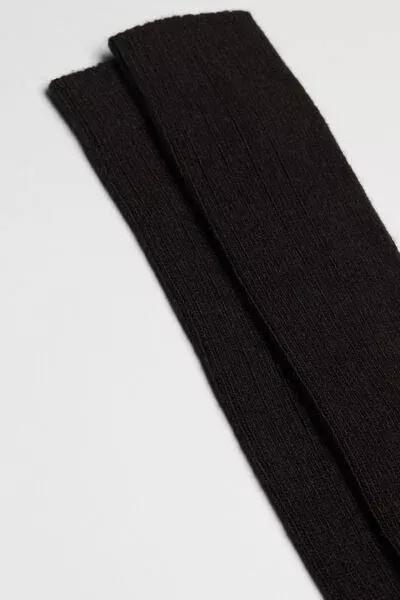 Brown Long Ribbed Socks With Wool And Cashmere, Chestnut Brown, large image number 0