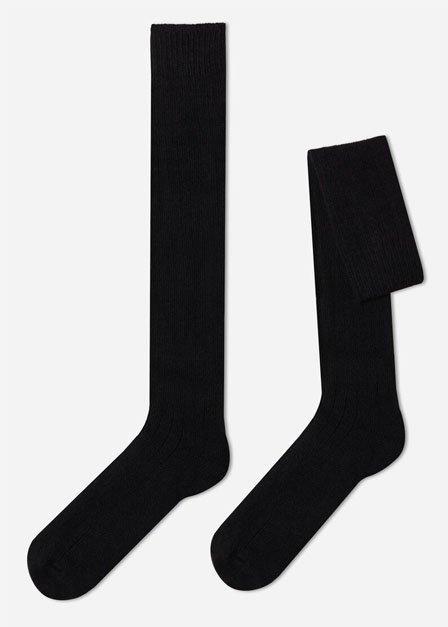 Black Long Ribbed Socks, , large image number 0
