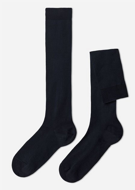 Calzedonia - Blue Long Stretch Cotton Socks