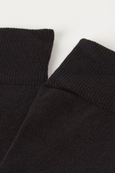 Black Stretch Cotton Long Socks, , medium