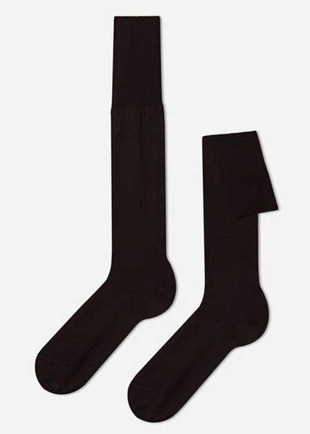 Brown Long Lisle Socks, Men, , large image number 0