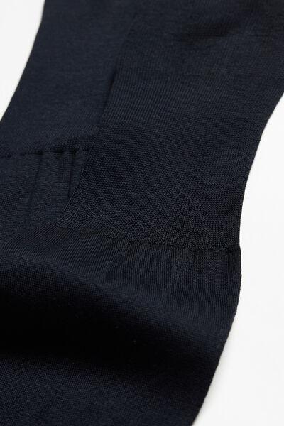 Navy Long Lisle Cotton Socks, Blue, medium
