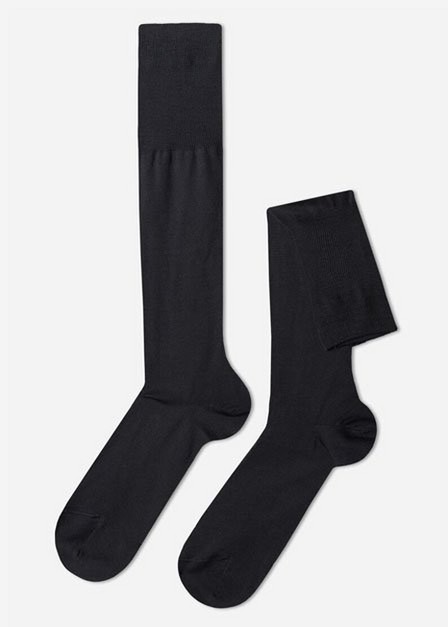Calzedonia - Charcoal Grey Long Lisle Socks, Men