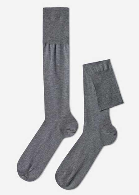 Grey Long Lisle Socks, Men, , large image number 0