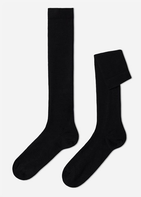 Calzedonia - Black Long Wool And Cotton Socks, Men
