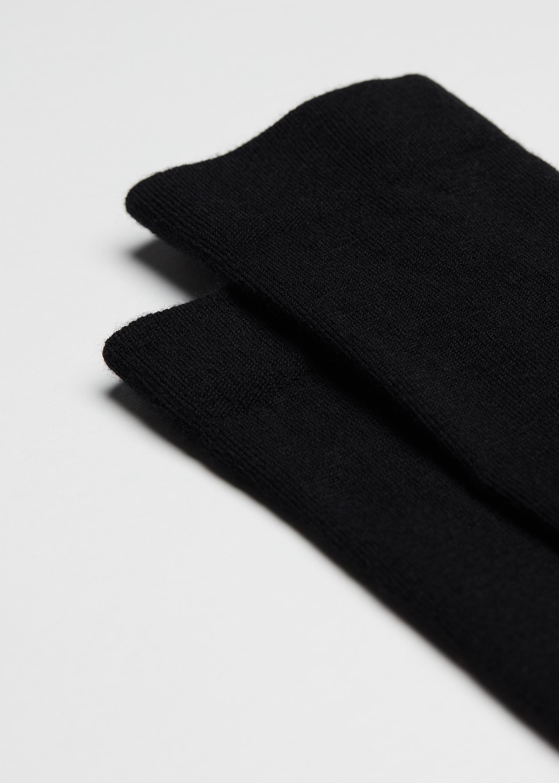 Black Long Wool And Cotton Socks, Men, Black, large image number 1
