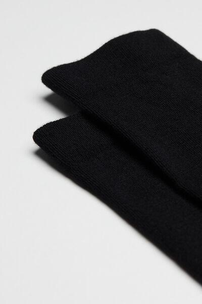 Black Long Wool And Cotton Socks, Men, Black, large image number 2