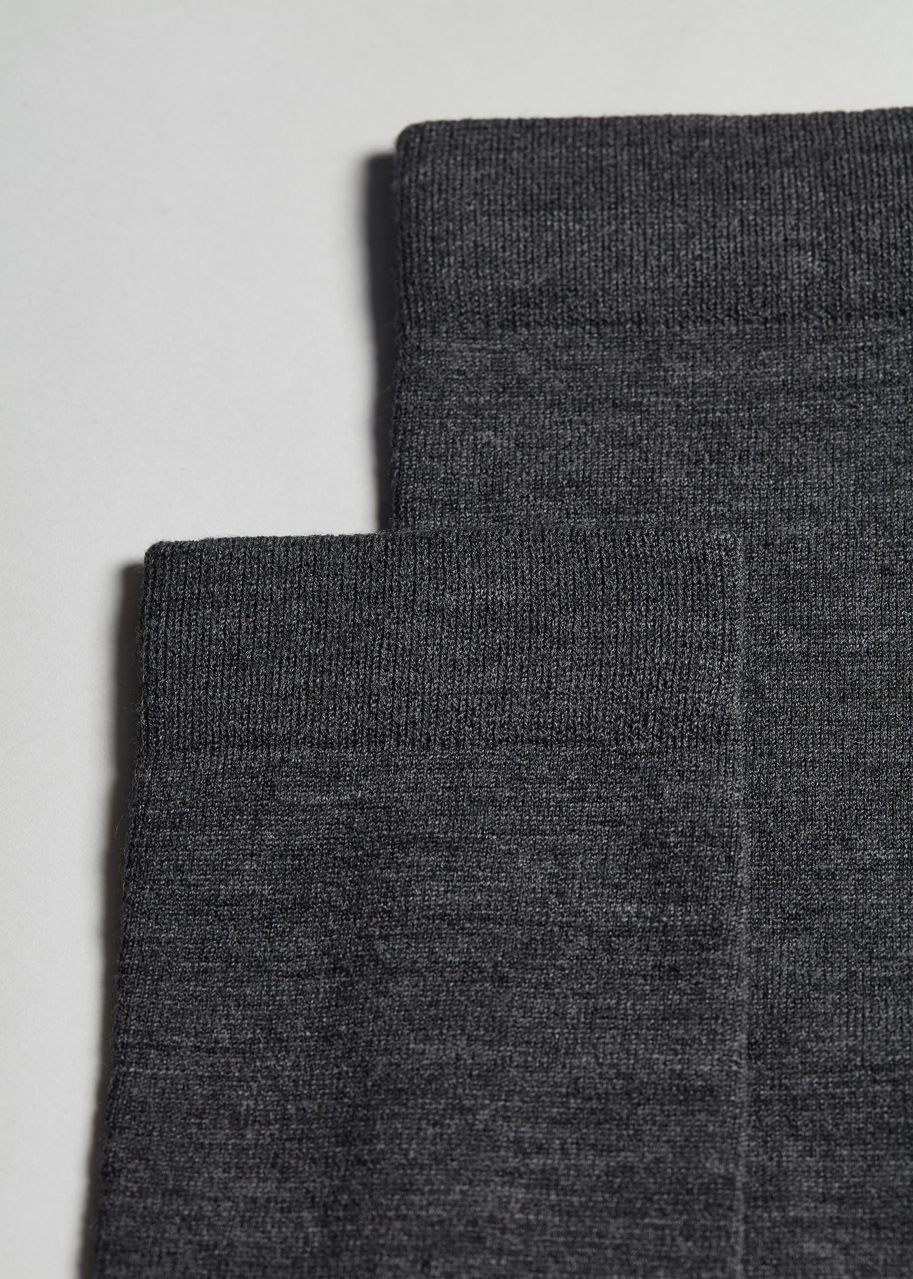 Grey Long Wool And Cotton Socks, Men, Charcoal Grey Blend, large image number 1