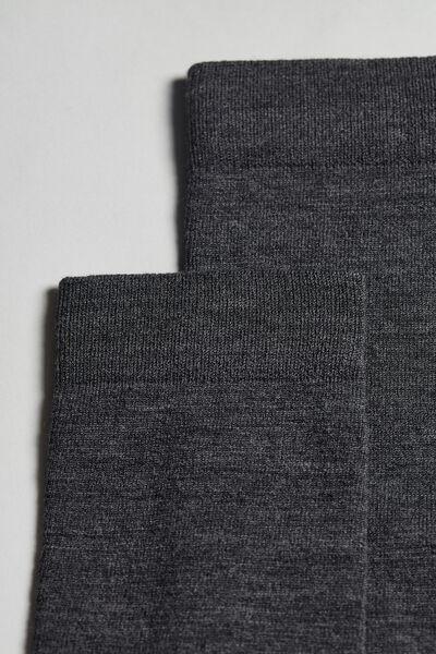 Grey Long Wool And Cotton Socks, , large image number 2