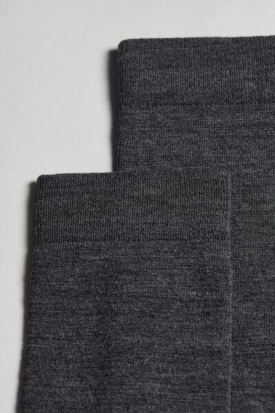 Grey Long Wool And Cotton Socks, Men, Charcoal Grey Blend, large image number 2