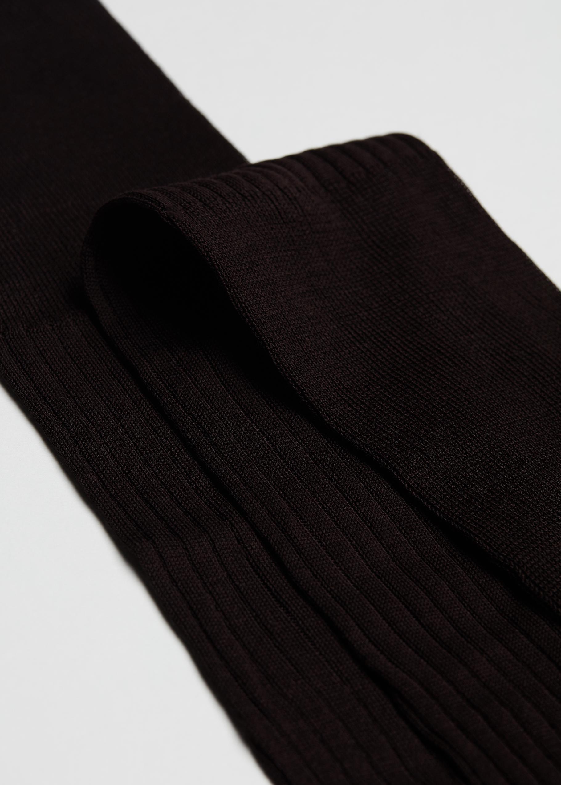 Brown Long Ribbed Lisle Socks, , large image number 1