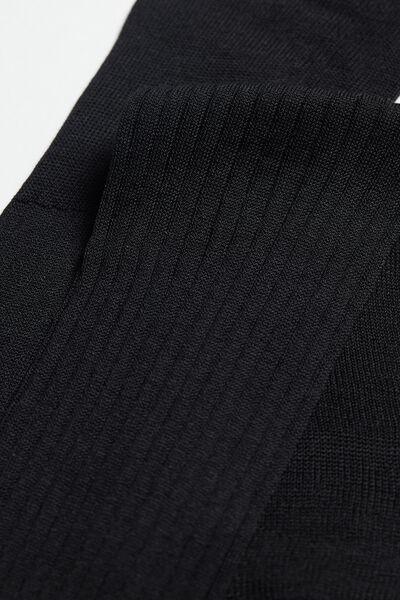 Black Long Ribbed Lisle Socks, , large image number 2