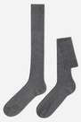 Grey Long Ribbed Lisle Socks, Men