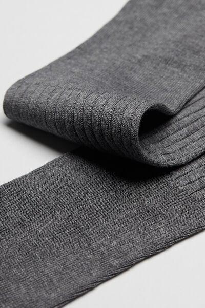Grey Long Ribbed Lisle Socks, Men, Grey Blend, large image number 3