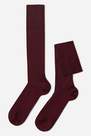 Calzedonia - Burgundy Long Ribbed Lisle Socks, Men