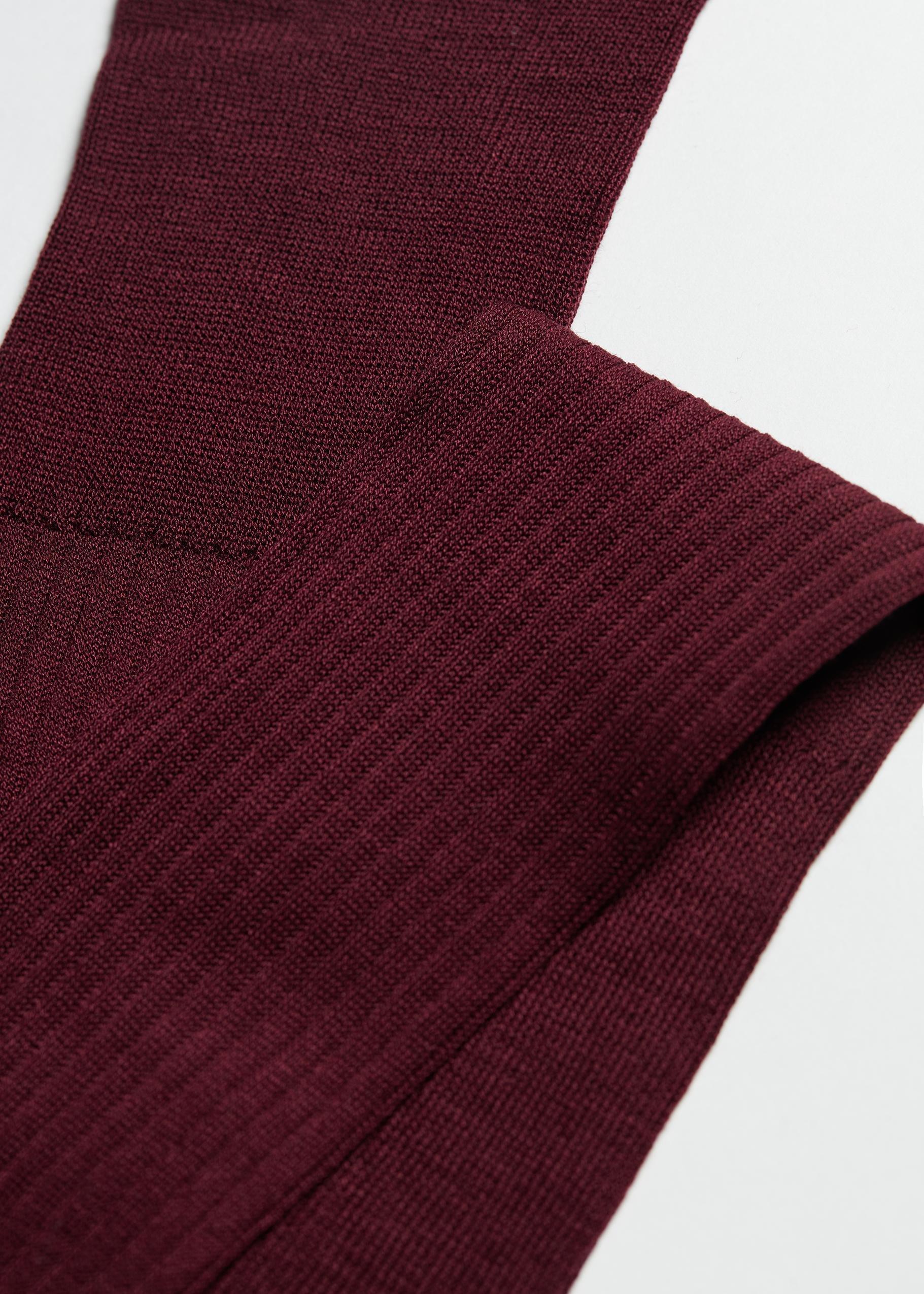 Burgundy Long Ribbed Lisle Socks, Men, , large image number 1