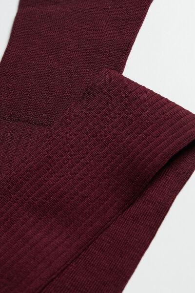 Burgundy Long Ribbed Lisle Socks, Men, Burgundy Red, large image number 2