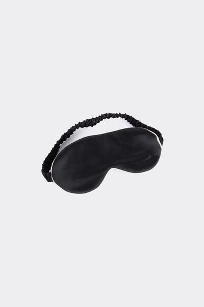 Black Elasticated Sleeping Mask, Black, large image number 1