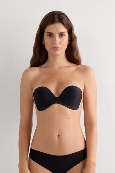 Black Transparent Back Strapless Bralette, Black, large image number 3