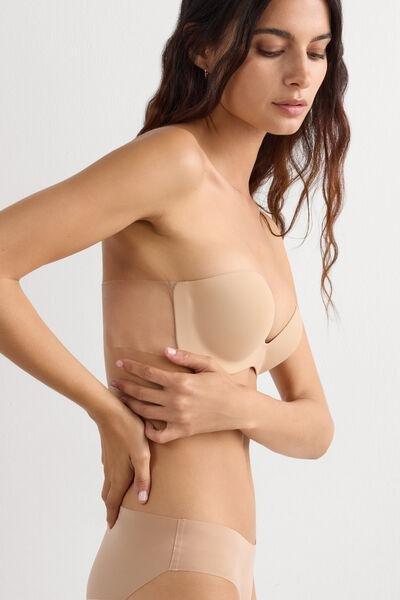 Beige Strapless Push-Up Bra, Soft Beige, large image number 5