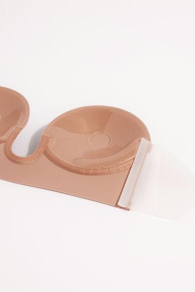 Beige Strapless Bra With Graduated Padding And Plunge Front, , large image number 2