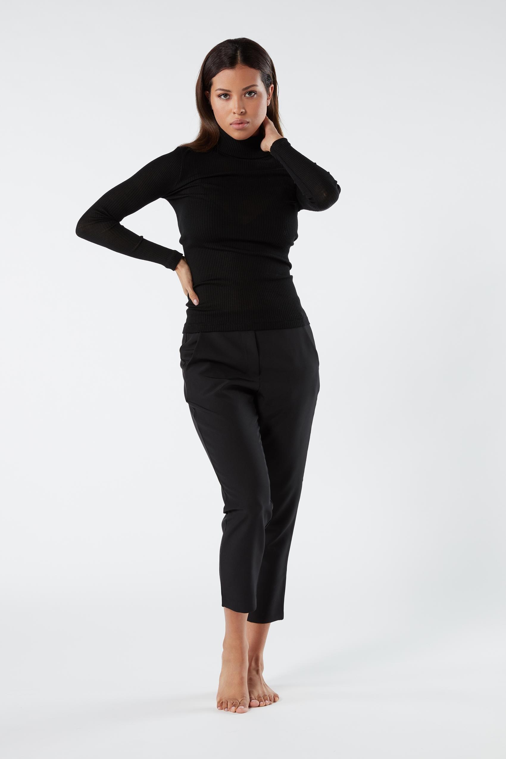 Black Straight Leg Trousers, Black, large image number 1