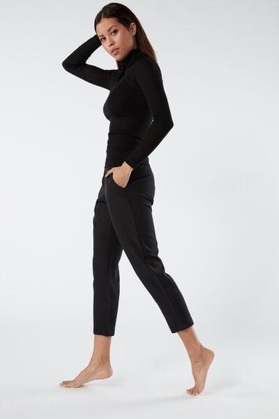 Black Straight Leg Trousers, Black, large image number 6