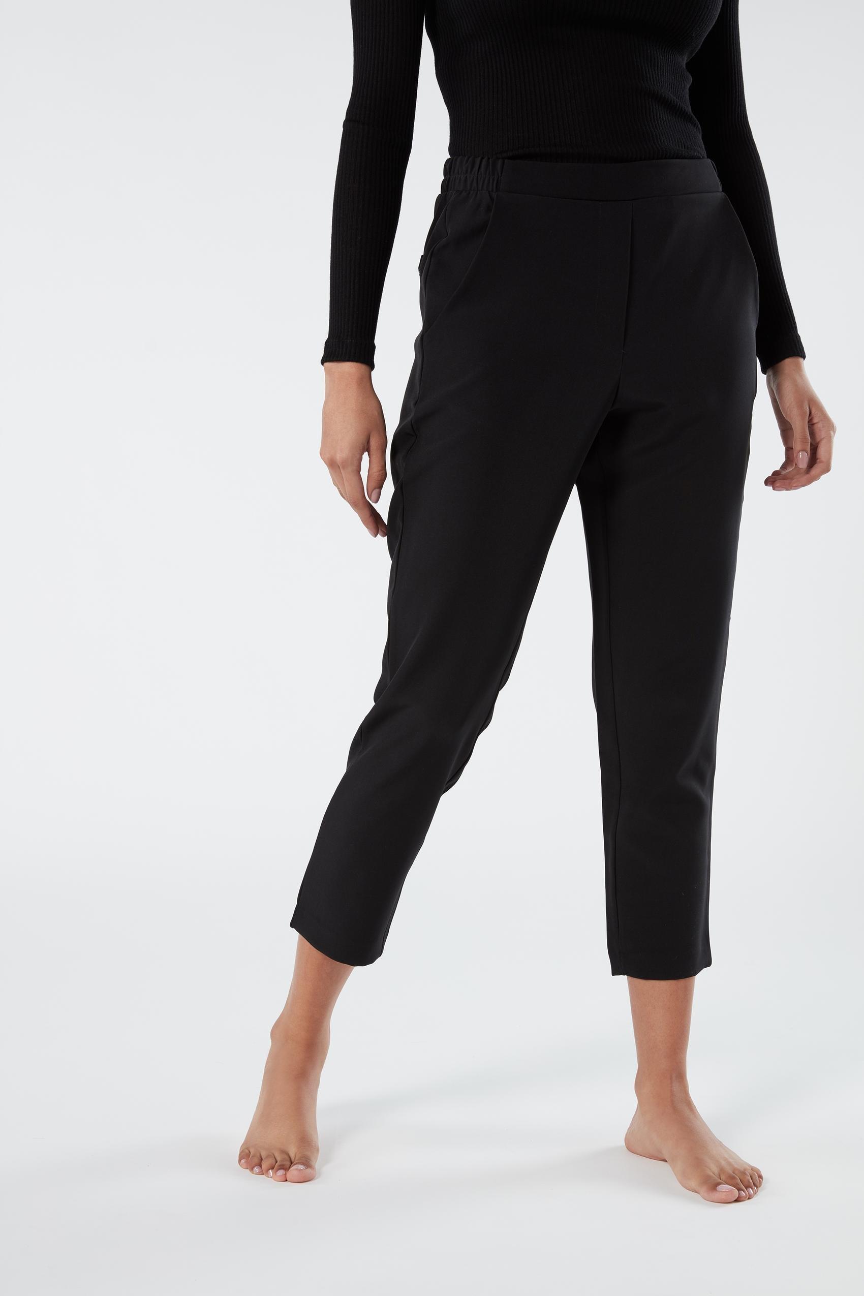 Black Straight Leg Trousers, Black, large image number 9