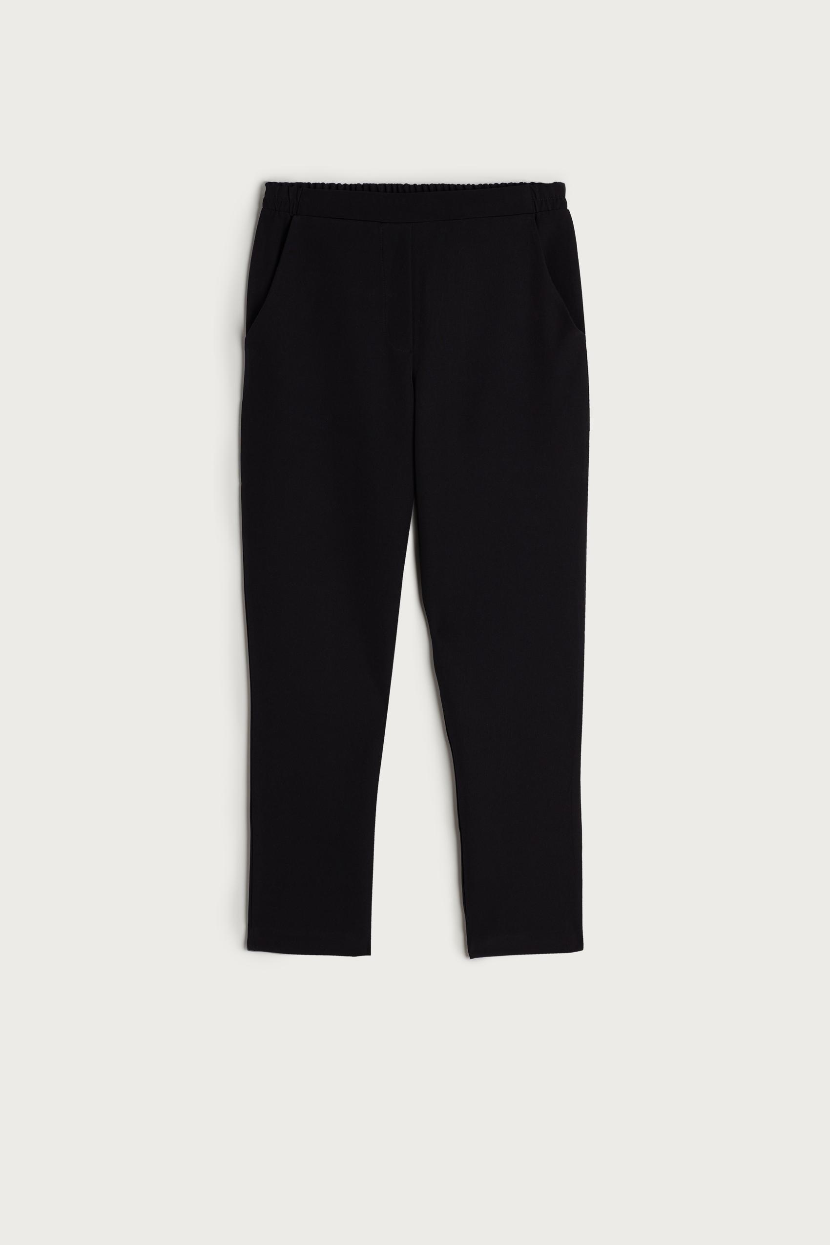 Black Straight Leg Trousers, Black, large image number 12