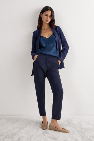 Navy Straight Leg Trousers, Intense Blue, large image number 0