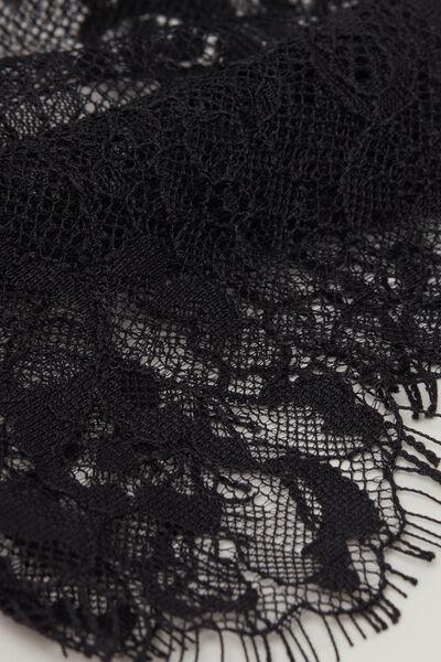 Black Long Floral Lace Gloves, Black, large image number 2