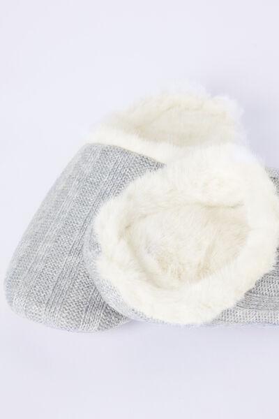 Blue Ribbed Tricot Slippers, , large image number 2