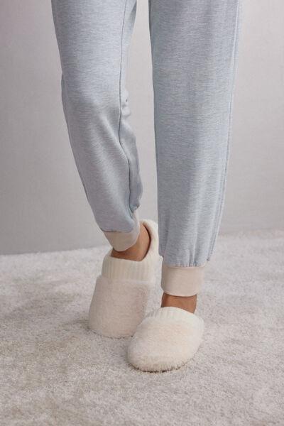 White Faux Fur Slippers, 5601_787J, large image number 0