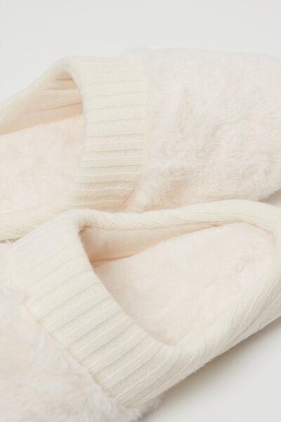 White Faux Fur Slippers, 5601_787J, large image number 2