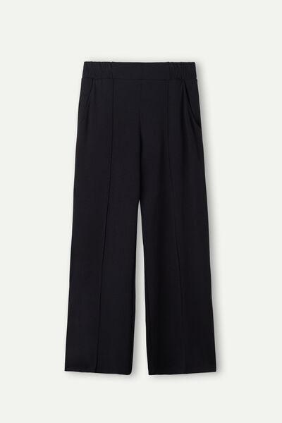 Black Modal Fleece Palazzo Trousers, , large image number 2