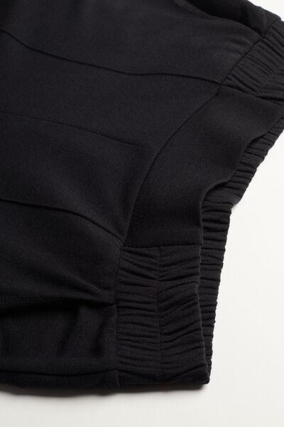 Black Modal Fleece Palazzo Trousers, , large image number 4