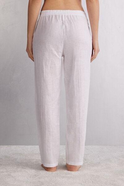 White Weave Linen Trousers, , large image number 3