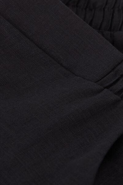 Black Plain Weave Linen Trousers, , large image number 4