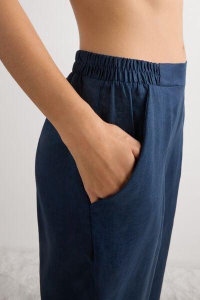 Navy Plain-Weave Linen Trousers, 5601_243J, large image number 5
