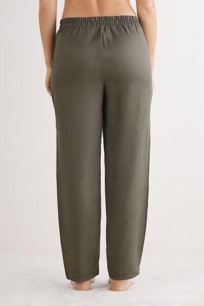 Green Plain-Weave Linen Trousers, , large image number 3