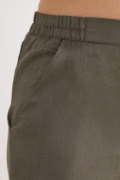 Green Plain-Weave Linen Trousers, 5601_660J, large image number 5