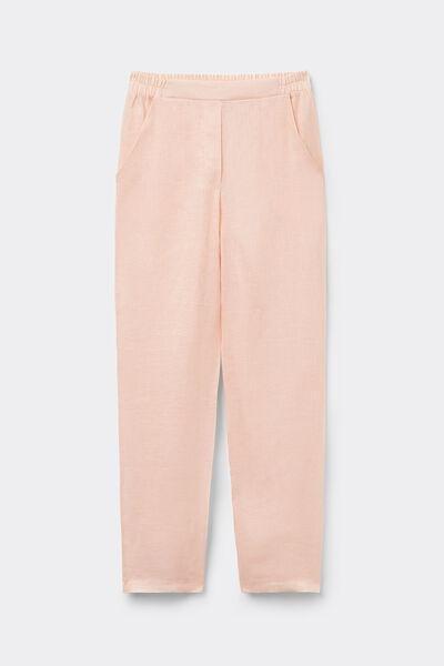 Pink Plain-Weave Linen Trousers, , large image number 1