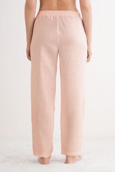 Pink Plain-Weave Linen Trousers, , large image number 3