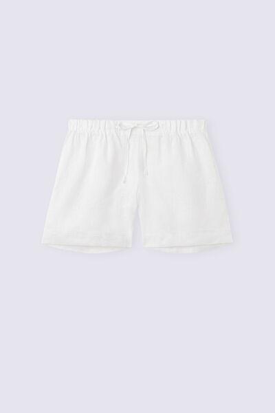 White Linen Canvas Shorts, , large image number 2