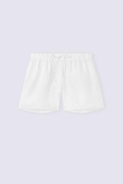 White Linen Canvas Shorts, , large image number 2