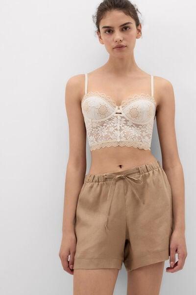 Beige The Pure Linen Plain-Weave Linen Shorts, 5601_166K, large image number 1